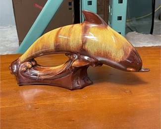 Lot 10036: Blue Mountain Pottery-Style Drip Glaze Dolphin Figurine (photo 3)