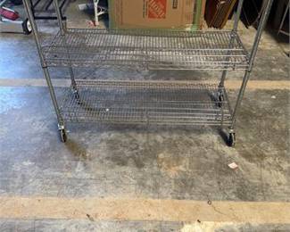 Lot 0533: Three-Tier Mobile Chrome Wire Shelving Cart, 18×48×40 in (photo 3)