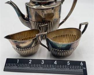 Lot 604: German .800 Silver Three-Piece Bachelor Tea Service (photo 6)