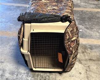 Lot 0531: Hard-Sided Dog Travel Kennel with Cabela's Camo Cover (photo 3)