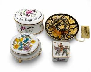 Lot 0497: Antonio Garcia Escobar Toledo Damascene & Porcelain Boxes — current bid $5