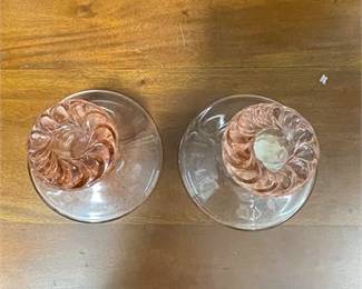 Lot 10011: Pink Depression Glass Console Set, c.1930s, 5 Pcs (photo 5)