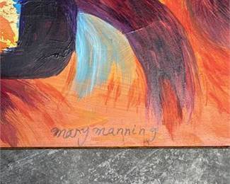 Lot 0774: Abstract Gestural Painting, Signed "mary manning," 16×20 in (photo 2)