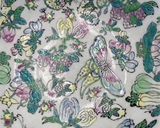 Lot 379: Chinese Export Famille Rose Porcelain Butterfly Bowl (photo 4)