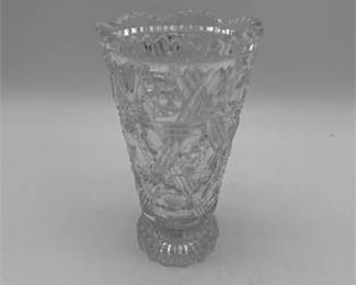 Lot 0689: Bohemian Czech Cut Crystal Trumpet Vase, Unmarked (photo 2)