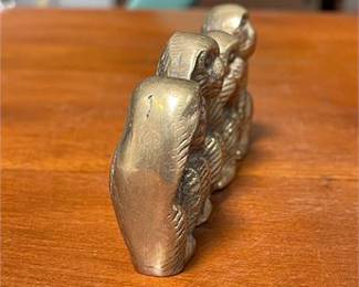 Lot 10024: Cast Brass Four Stacked Wise Monkeys Figurine (photo 4)