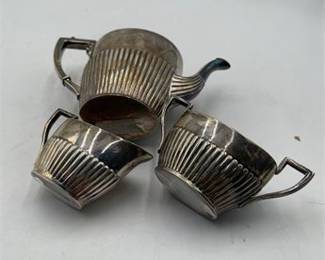 Lot 604: German .800 Silver Three-Piece Bachelor Tea Service (photo 2)