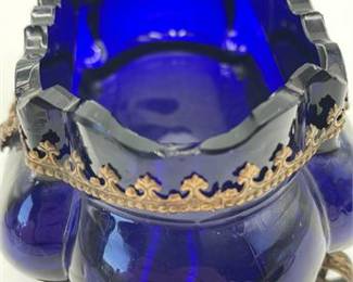 Lot 562: Louis XVI Style Cobalt Glass Jardiniere w/ Gilt Mounts (photo 6)