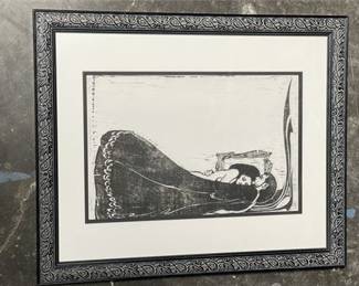 Lot 10017: Pair of Framed Pencil-Inscribed Relief Figure Prints (photo 4)