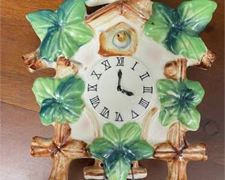 Lot 10048: Ceramic Faux Cuckoo Clock Wall Plaque, Mid-Century Style (photo 4)