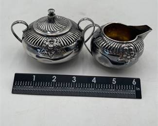 Lot 605: North American Sterling Silver Sugar Bowl and Cream Jug (photo 10)