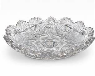 Lot 646: American Brilliant Period Cut Glass Low Bowl, 9 in. — current bid $6