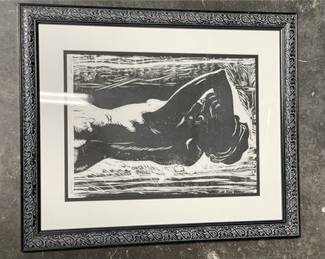 Lot 10017: Pair of Framed Pencil-Inscribed Relief Figure Prints (photo 2)