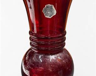 Lot 801: Anchor Hocking Royal Ruby Glass Vase, Mid-20th C. — current bid $9