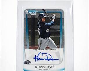 Lot 0594: Topps 2011 Bowman Chrome Khris Davis BCP163 Autograph Card — current bid $5