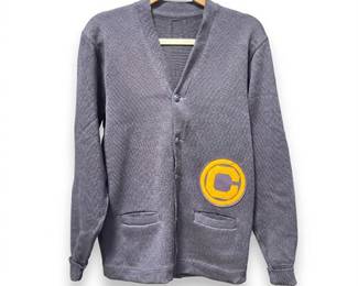 Lot 10037: Gray Knit Varsity Letterman Cardigan With Felt C Patch (photo 2)