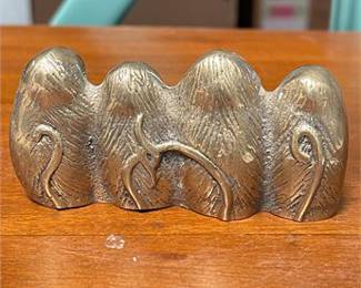 Lot 10024: Cast Brass Four Stacked Wise Monkeys Figurine (photo 3)