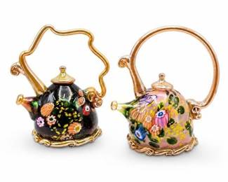 Lot 10015: Attributed Paul Counts Millefiori Art Glass Teapots — current bid $80