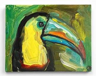 Lot 0777: Original Acrylic Toucan Painting on Canvas Panel, 8×10 in — current bid $8