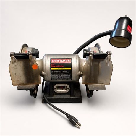 Lot 37: Craftsman 6-In. Bench Grinder with Work Light — current bid $23