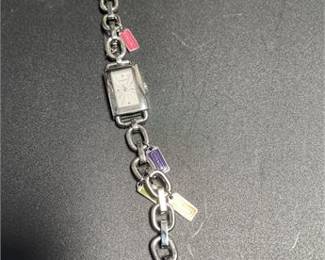 Lot 957: Coach Stainless Steel Charm Bracelet Quartz Wristwatch (photo 5)