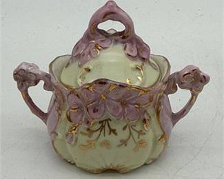 Lot 0319: Miniature Porcelain Doll's Tea Set, Pink & Gilt, 10 Pcs (photo 4)