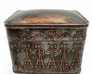 Lot 0489: English Silverplate on Copper Neoclassical Box — current bid $7