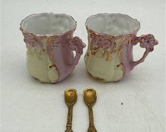 Lot 0319: Miniature Porcelain Doll's Tea Set, Pink & Gilt, 10 Pcs (photo 5)