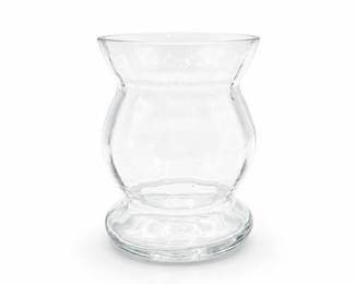 Lot 0835: Clear Pressed-Glass Footed Vase with Flared Rim — current bid $5