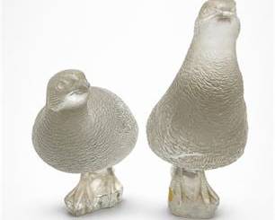 Lot 0239: Frosted Glass Partridge Figures, Perdrix Style, Pair — current bid $5