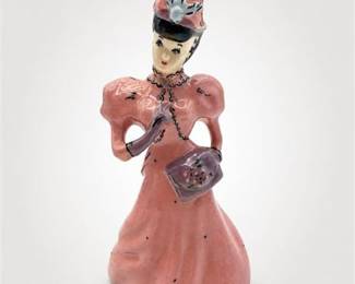 Lot 845: Hand-Painted Ceramic Victorian Lady Figurine, 9.5 in. — current bid $5