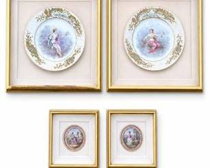 Lot 0320: Vienna-Style Porcelain Cabinet Plates in Frames, Set of 4 — current bid $5
