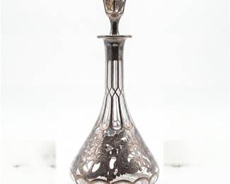 Lot 287: Art Nouveau Silver Overlay Cut-Glass Decanter (photo 2)