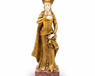 Lot 0033: Eugène Bernoud Gilt Bronze & Ivory Figure, 9.5"H — current bid $15