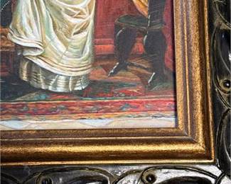 Lot 25: Oil on Canvas Historicist Genre Interior with Figures (photo 3)