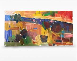 Lot 949: Jose Trujillo Oil on Canvas, "Sunset Hillside" Landscape — current bid $5