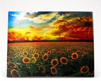 Lot 783: Lenticular 3D Print, Sunflower Field at Sunset, 12×15 in — current bid $7
