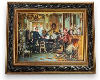 Lot 26: Genre Interior Oil Painting, Signed "H. Goodwin" — current bid $6
