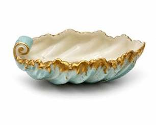 Lot 0513: Lenox Porcelain Shell-Form Dish, Aqua & Gilt — current bid $6