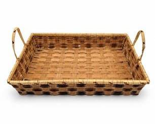 Lot 0249: Handwoven Bamboo & Rattan Twin-Handled Serving Tray — current bid $5