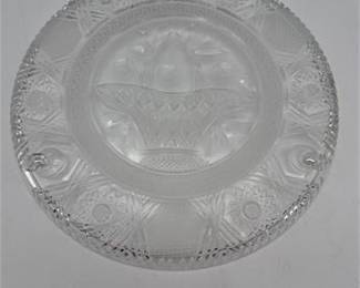 Lot 0938: Pressed Glass Footed Plate, Flower Basket Pattern (photo 3)