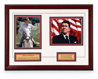 Lot 22: Ronald Reagan Commemorative Framed Double-Photo Display — current bid $6