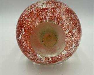 Lot 0338: Art Glass Controlled-Bubble Paperweight, Red Coral (photo 3)