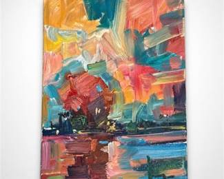 Lot 935: Jose Trujillo Oil on Canvas, "Bright Sunset," 9 x 12 in — current bid $5