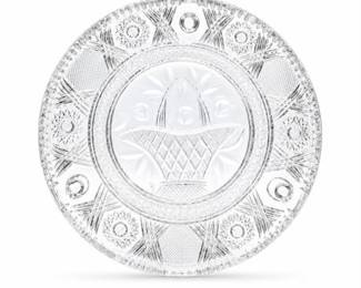 Lot 0938: Pressed Glass Footed Plate, Flower Basket Pattern — current bid $5