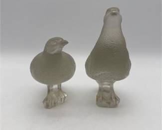Lot 0239: Frosted Glass Partridge Figures, Perdrix Style, Pair (photo 5)