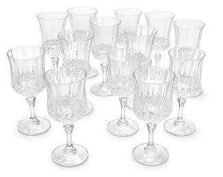 Lot 491: Cristal d'Arques Longchamp Lead Crystal Goblets, Set of 13 — current bid $5
