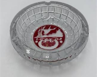 Lot 0536A: Bohemian Ruby-Flashed Cut-to-Clear Lead Crystal Ashtray (photo 2)