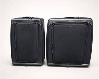 Lot 32: BMW Collection Black Ballistic Nylon Wheeled Suitcases, Pair — current bid $5
