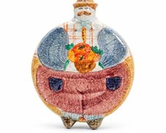 Lot 479: "The Cellar" Italian Majolica Grocer Figural Wall Plaque — current bid $5